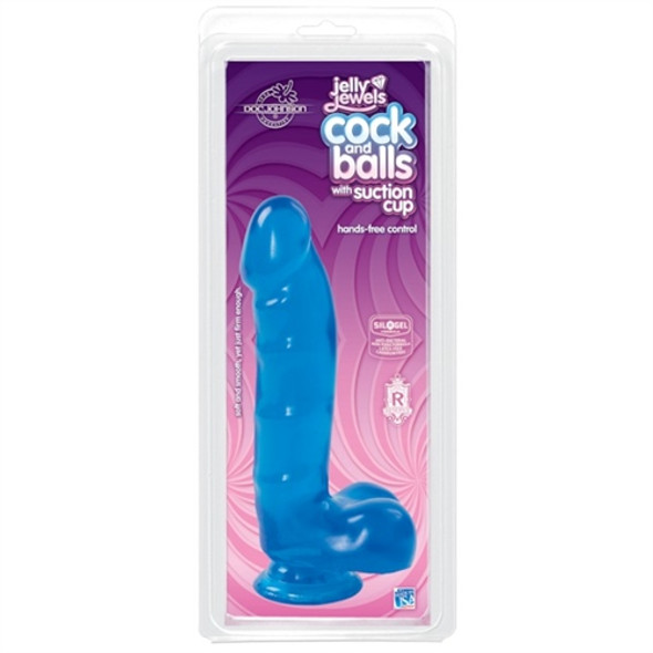 Jelly Jewels - Cock and Balls With Suction Cup - Blue Jelly Jewels - Cock and Balls With Suction Cup - Blue