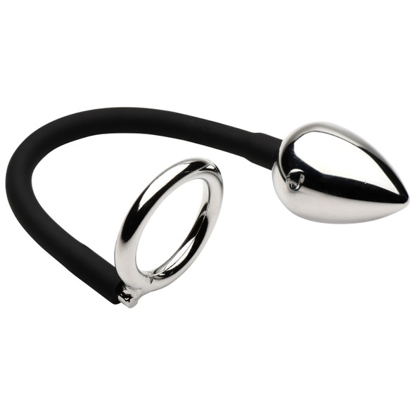 Tug Plus Plug Cock and Ball Ring With Anal Plug - Black Tug Plus Plug Cock and Ball Ring With Anal Plug - Black