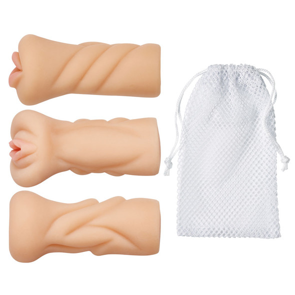 Trio Stroker Pussy Ass Mouth Masturbator Kit - Flesh Trio Stroker Pussy Ass Mouth Masturbator Kit - Flesh