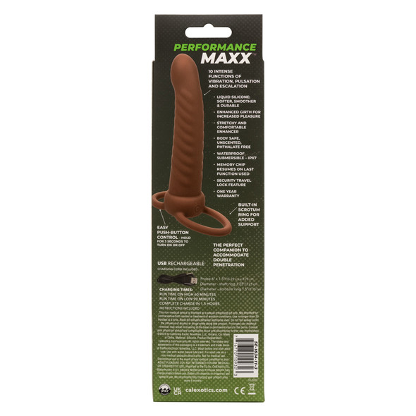 Performance Maxx Rechargeable Ribbed Dual Penetrator - Brown Performance Maxx Rechargeable Ribbed Dual Penetrator - Brown