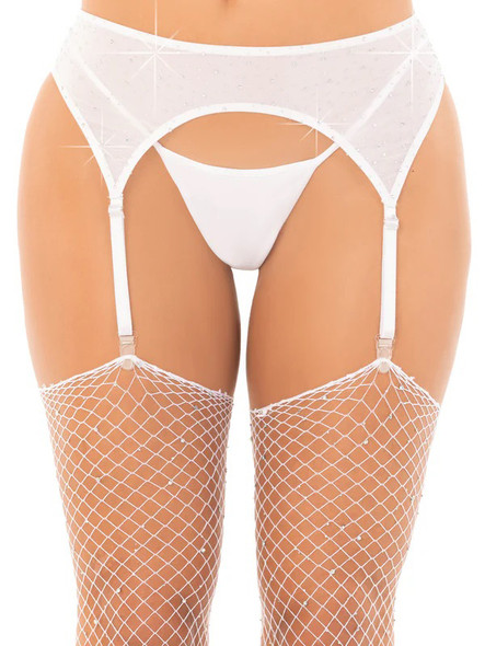 Rhinestone Garter Belt O/s - White Rhinestone Garter Belt O/s - White