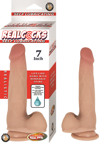 Realcocks Self Lubricating Dong - 7 Inch - Flesh Realcocks Self Lubricating Dong - 7 Inch - Flesh