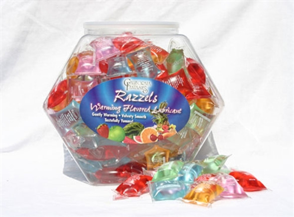 Razzels Warming Lubricant - 100 Pillow Fishbowl - Assorted Flavors Razzels Warming Lubricant - 100 Pillow Fishbowl - Assorted Flavors