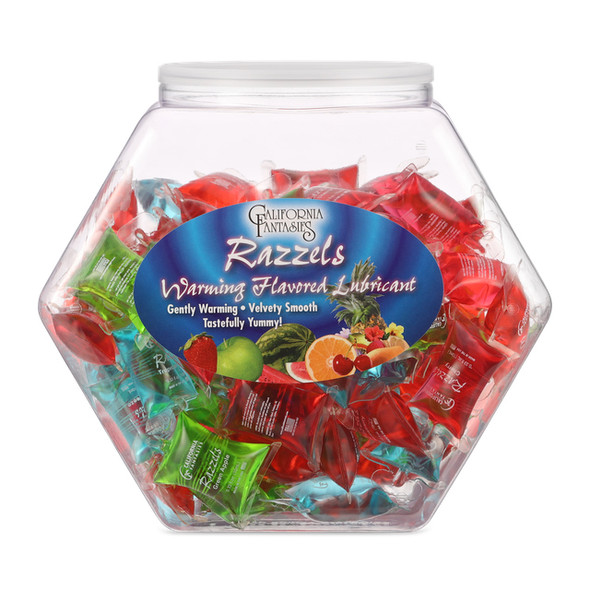 Razzels Warming Lubricant - 100 Pillow Fishbowl - Assorted Flavors Razzels Warming Lubricant - 100 Pillow Fishbowl - Assorted Flavors