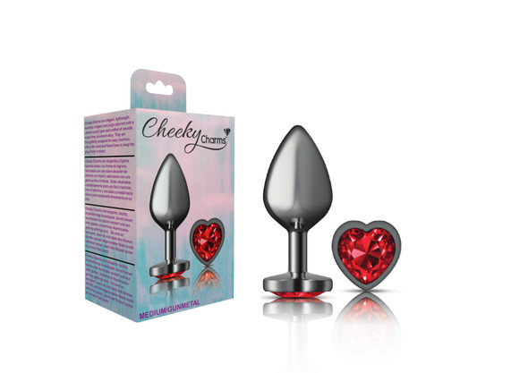 Deep Red Heart Gem Gunmetal Metal Plug - Md Deep Red Heart Gem Gunmetal Metal Plug - Md