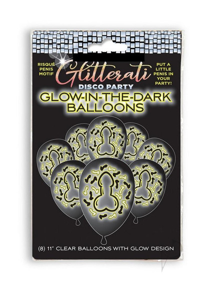 Glitterati Penis Glow Balloons 8pk Glitterati Penis Glow Balloons 8pk