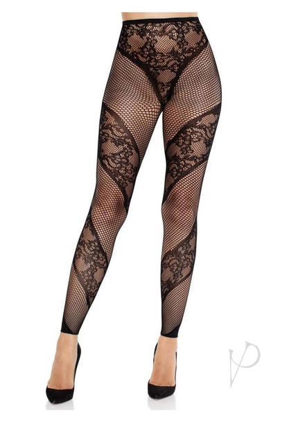 Lace And Net Illusion Footless Tights Bl