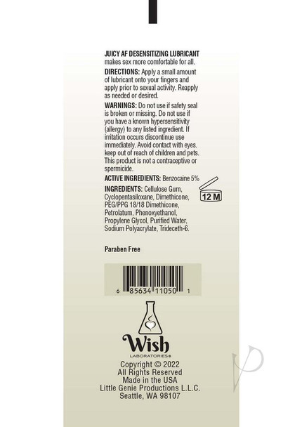 Af Desensitizing Gel Lubricant 2oz