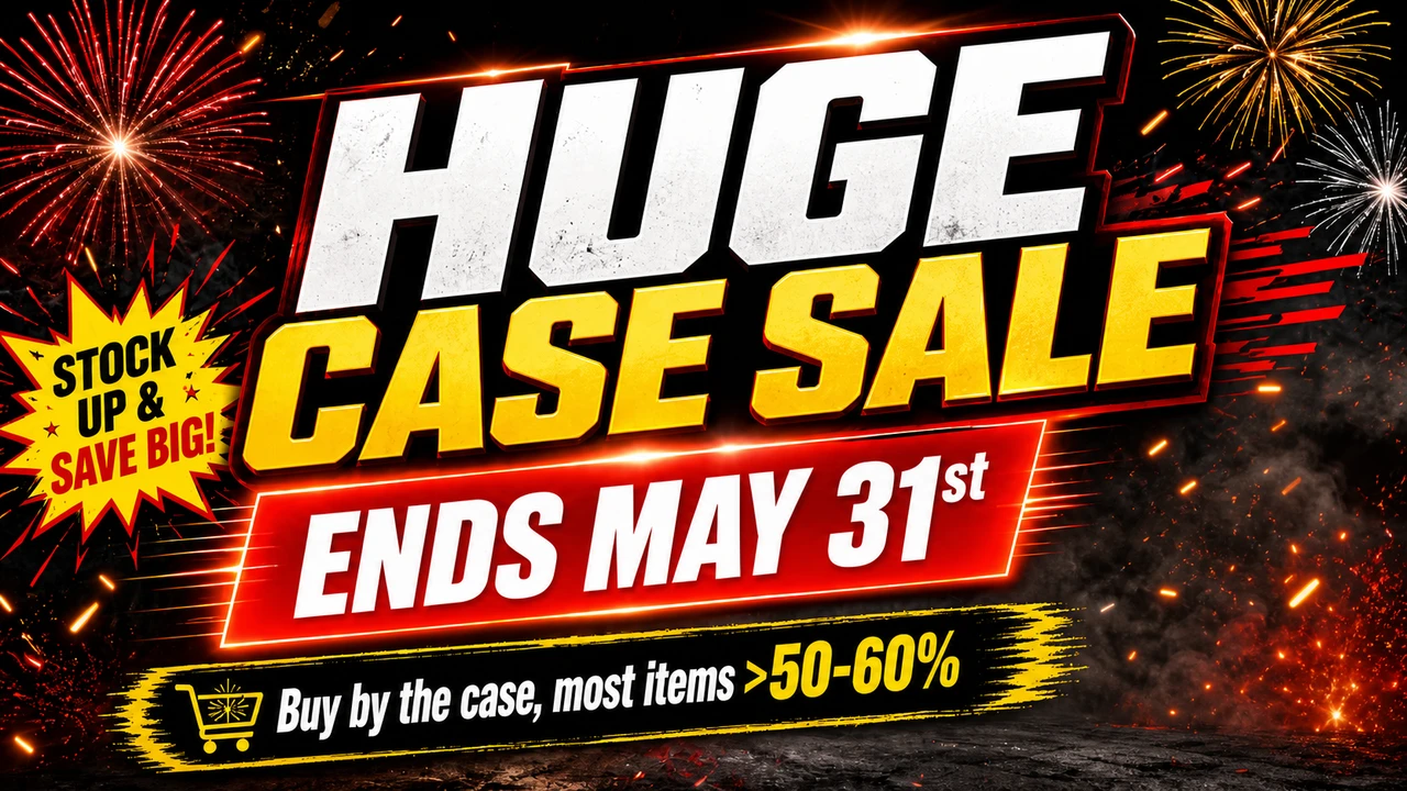 Huge case sale - ends May 31st; buy by the case, most items 50-60% off