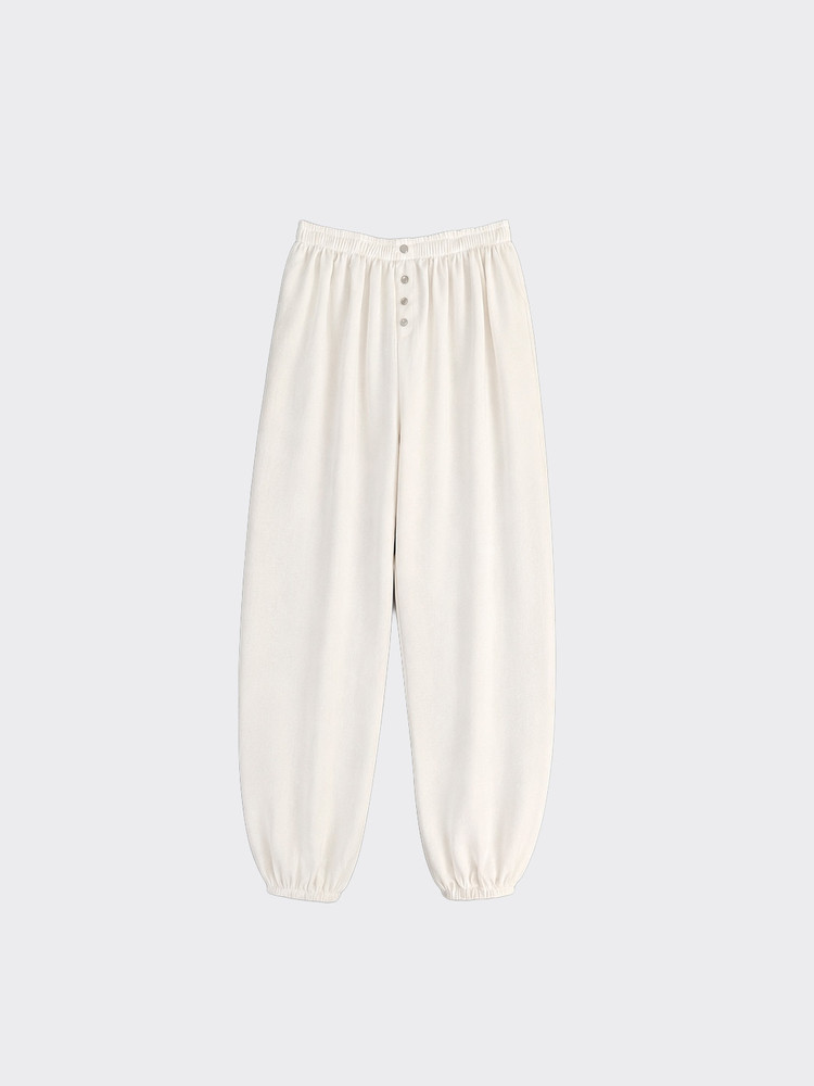 Harem pants with button details white