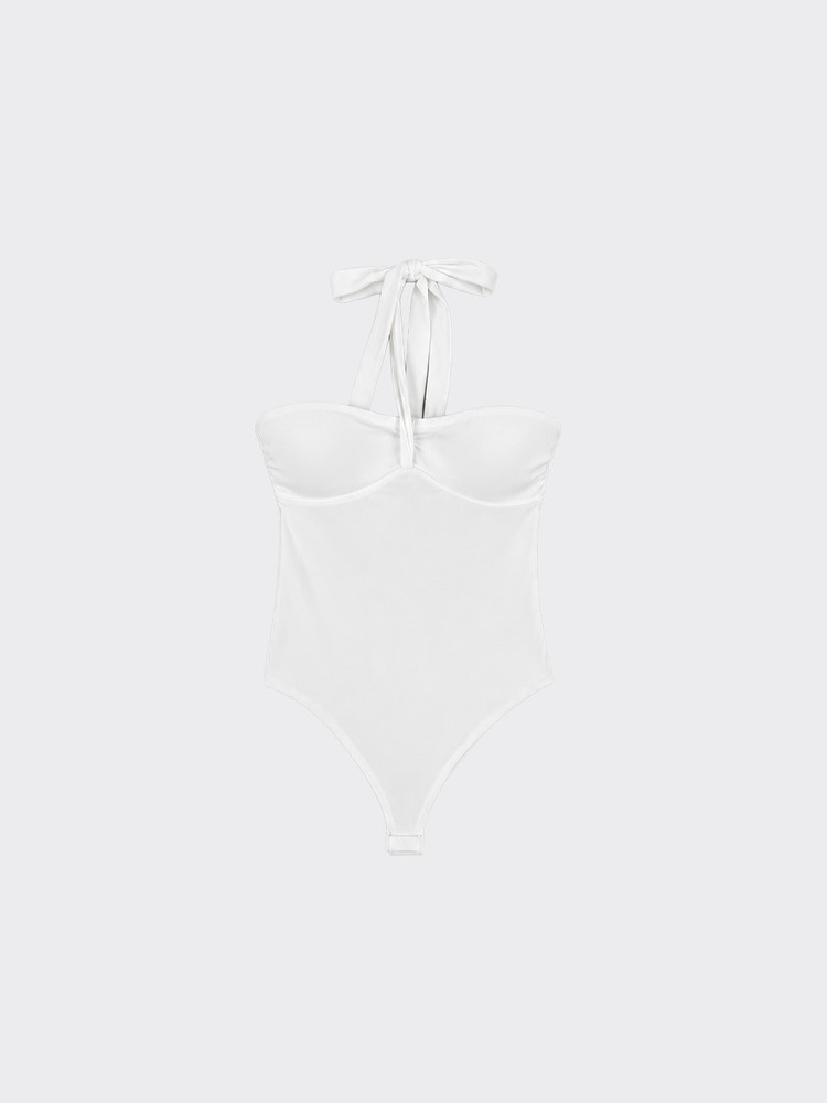 Bodysuit tied at the neck white