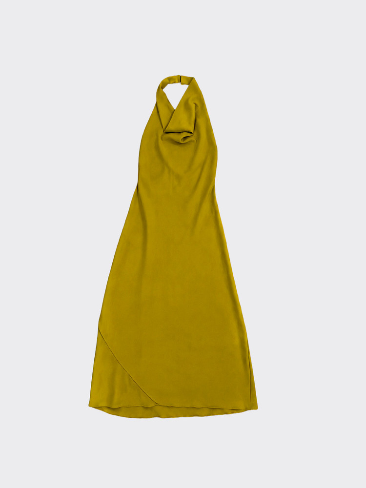 Halter midi dress with open back mustard