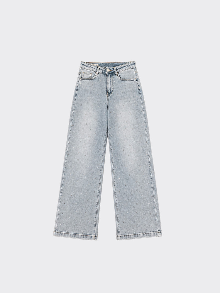 Wide leg jeans with eyelets