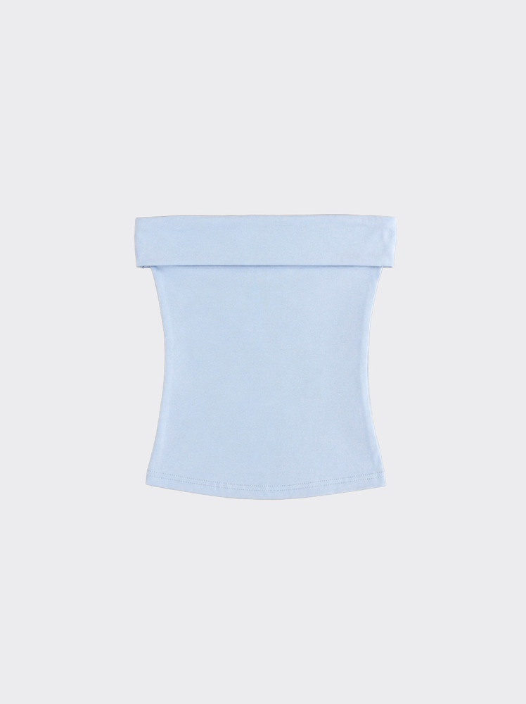 Folded bandeau top with glitter effect light blue