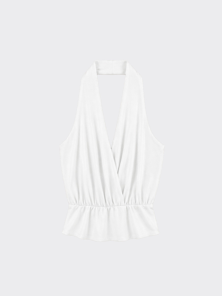 Halter top with crisscross sash White