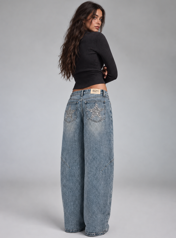Jeans barrel stars on back