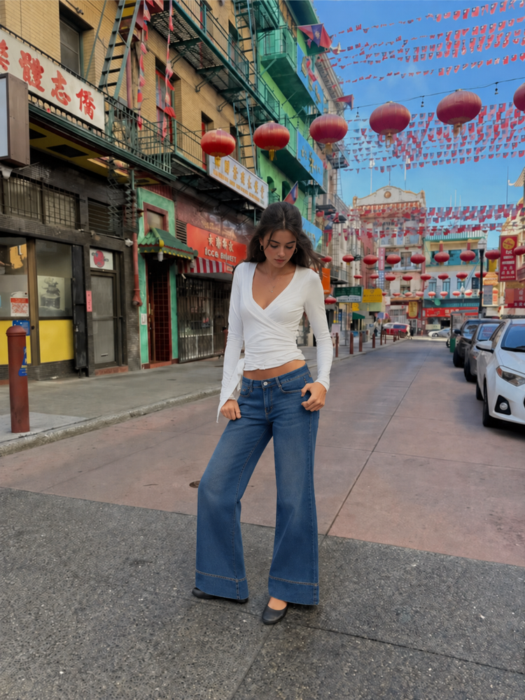 S21 Wide leg jeans with hem seam