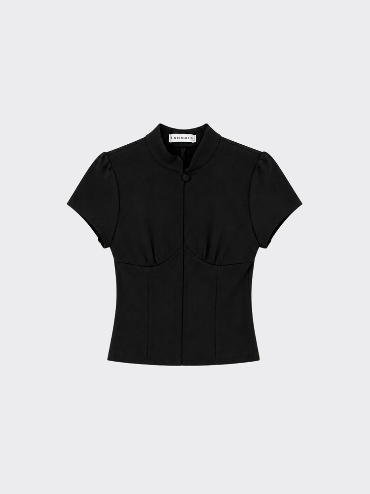 Short-sleeved top with snaps Black