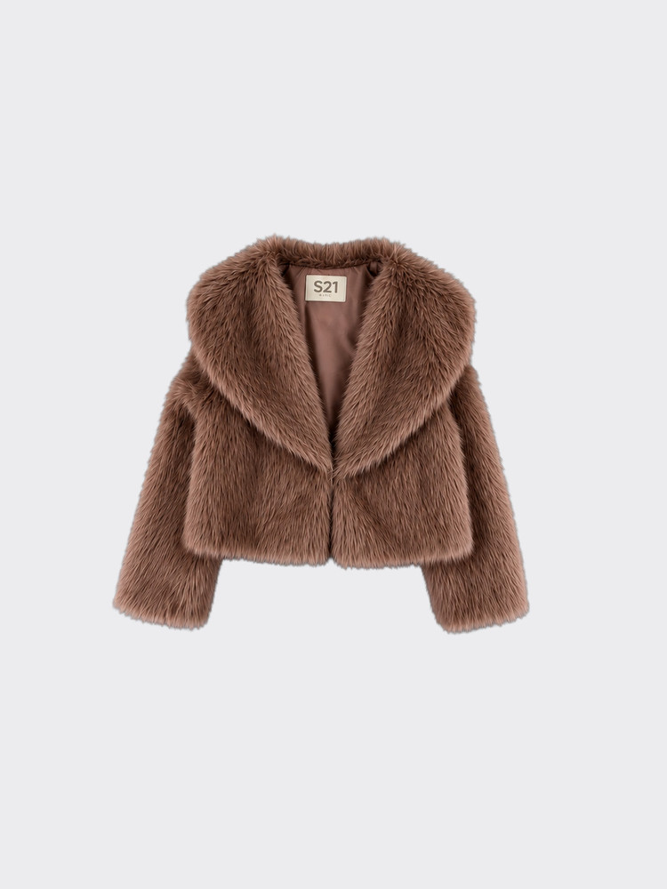 Faux fur jacket brown