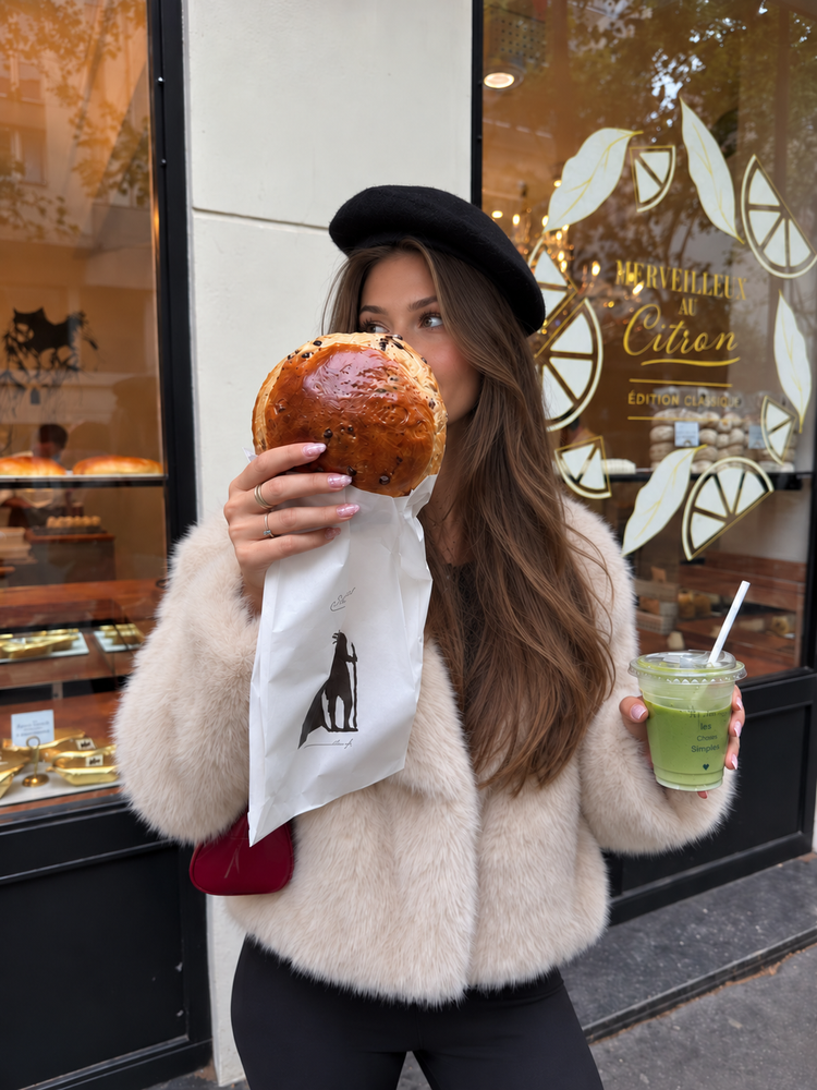 Faux fur jacket beige