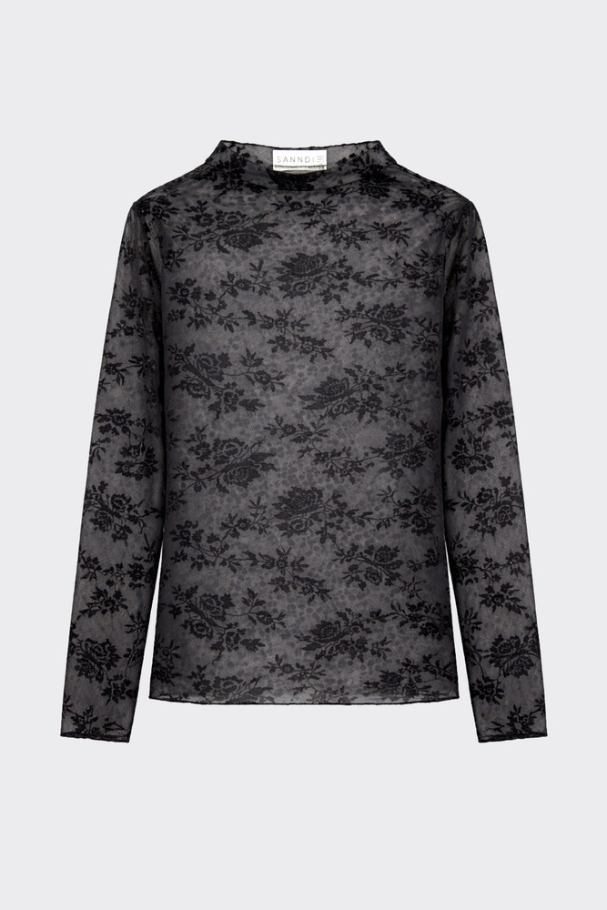 Transparent flocked t-shirt black