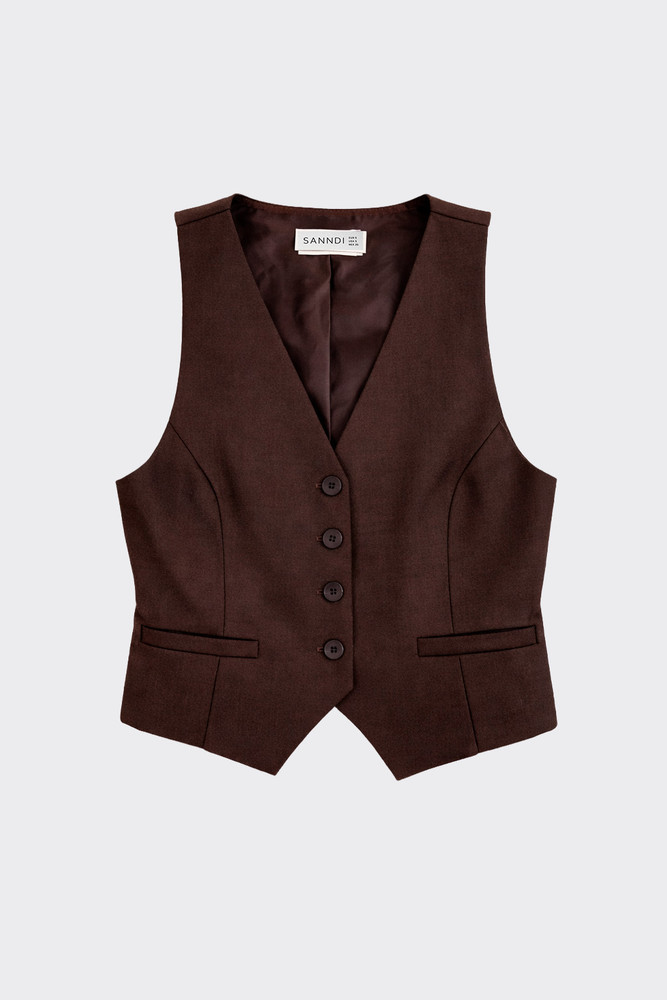 Short buttoned waistcoat brown