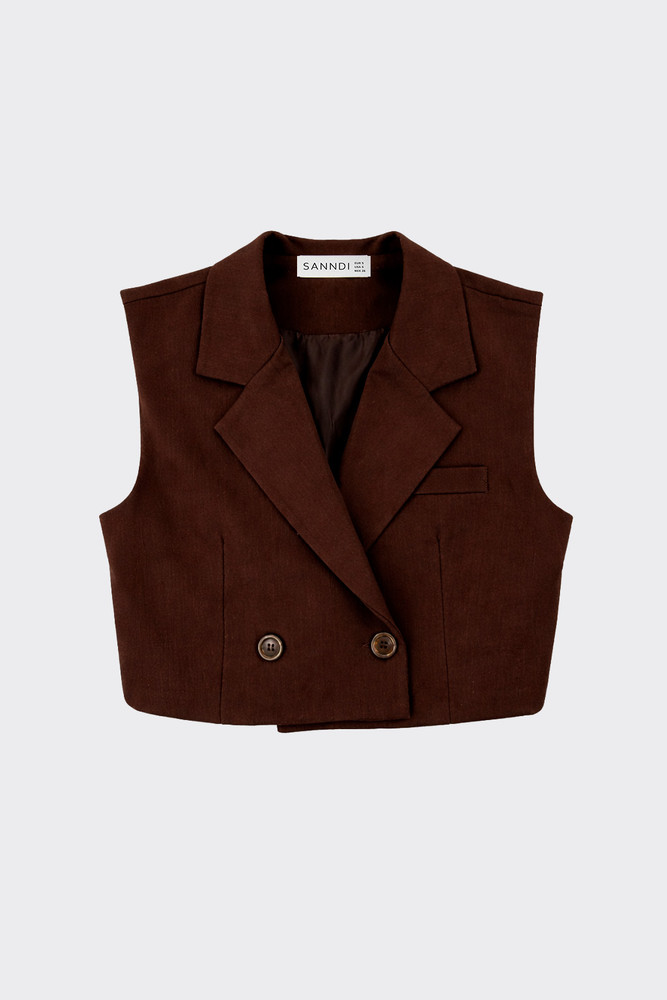 Cropped tailored waistcoat brown