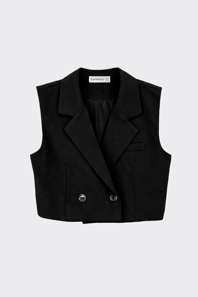 Cropped tailored waistcoat black