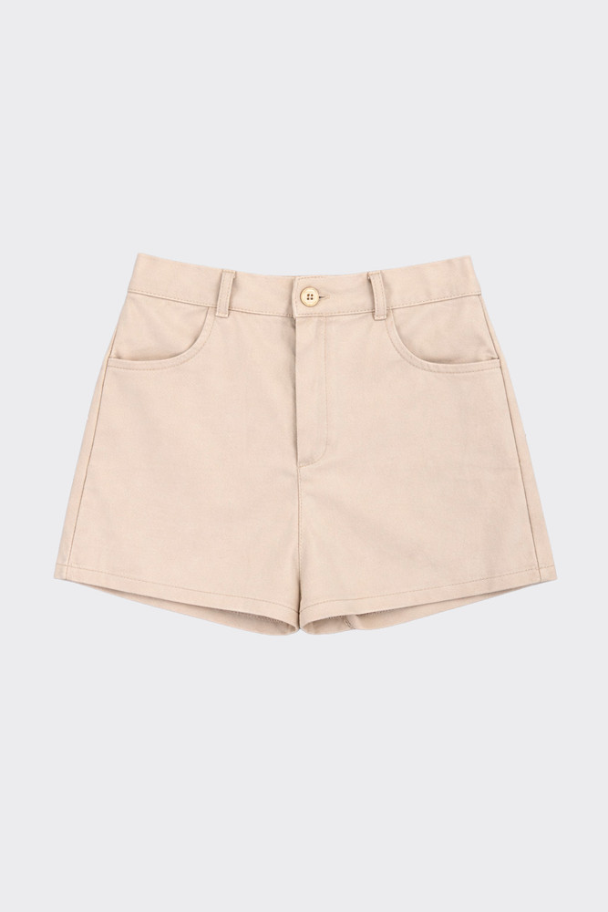 Leather effect shorts beige