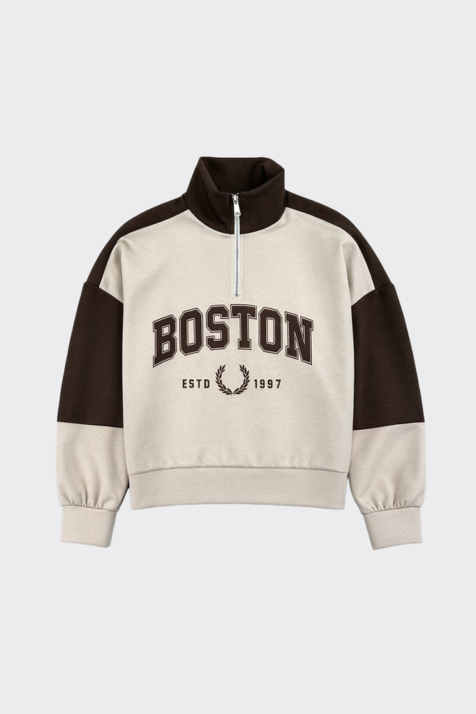 Printed zip-up sweatershirt