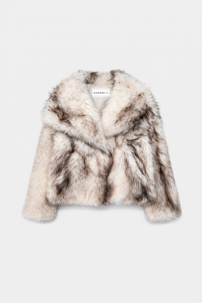 Contrast faux fur jacket