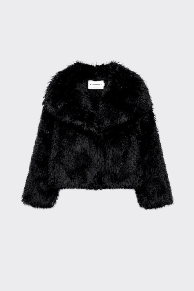 Faux fur jacket black