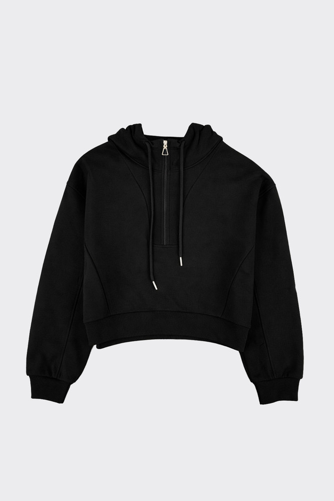 Cropped hoodie with zip black