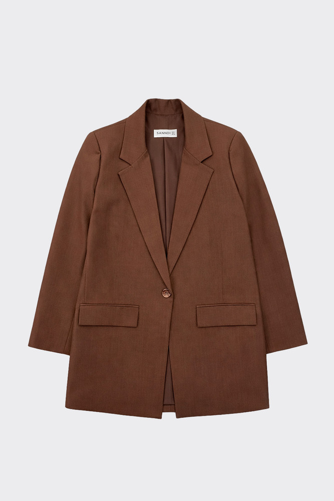 Tailored button blazer brown
