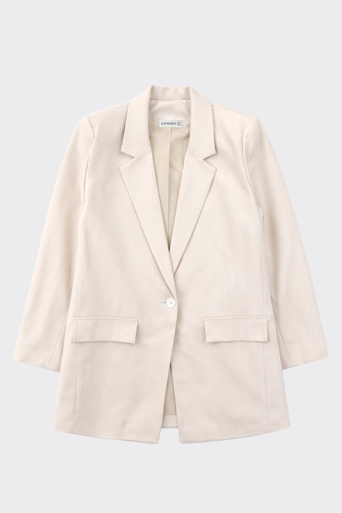 Tailored button blazer beige