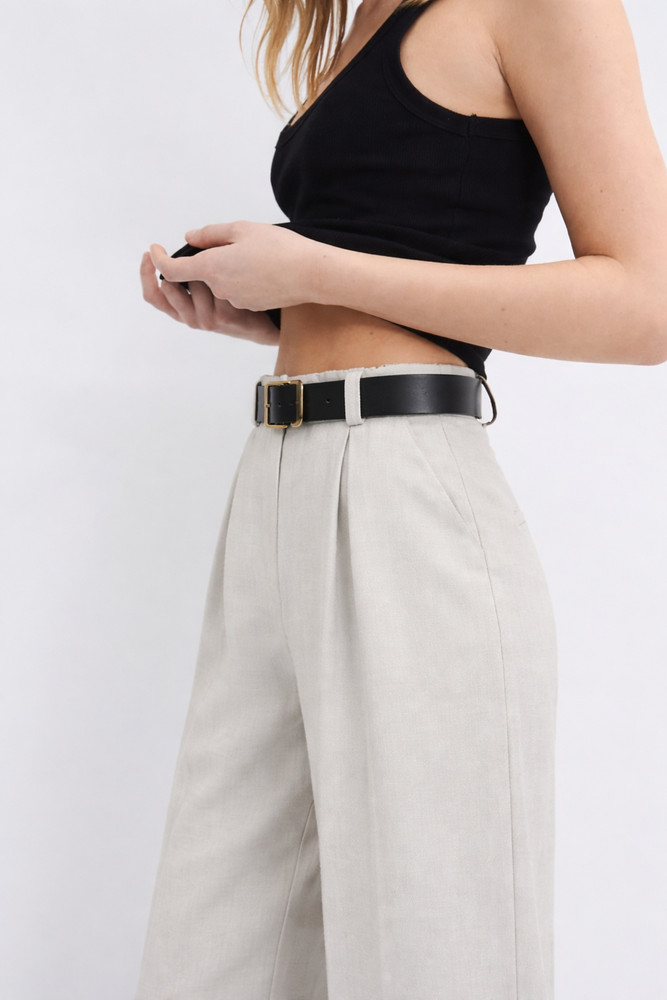 Maxi trousers with plates and belt grey