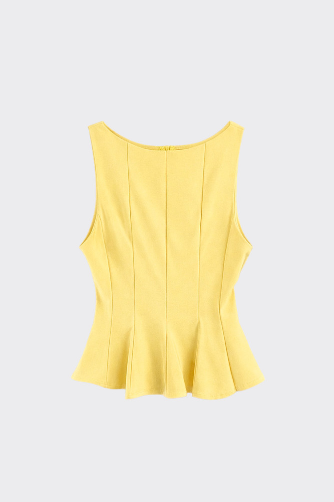 Structured Peplum Top Yellow