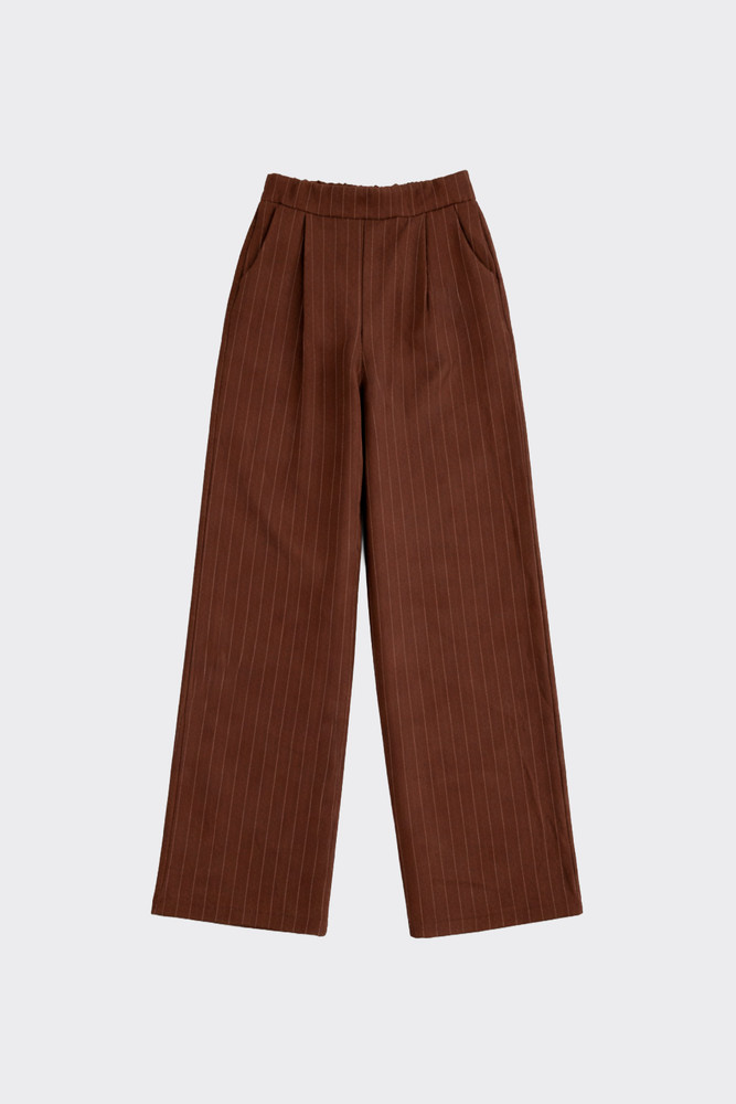 Pinstripe Wide-Leg Trousers Brown