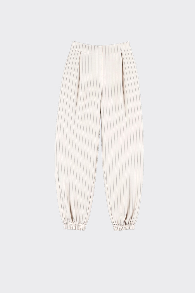 Striped Harem Pants Beige