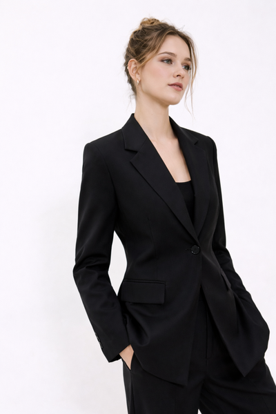 Tailored button blazer black