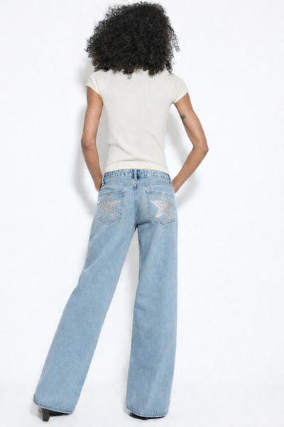 Straight jeans with studs and stars