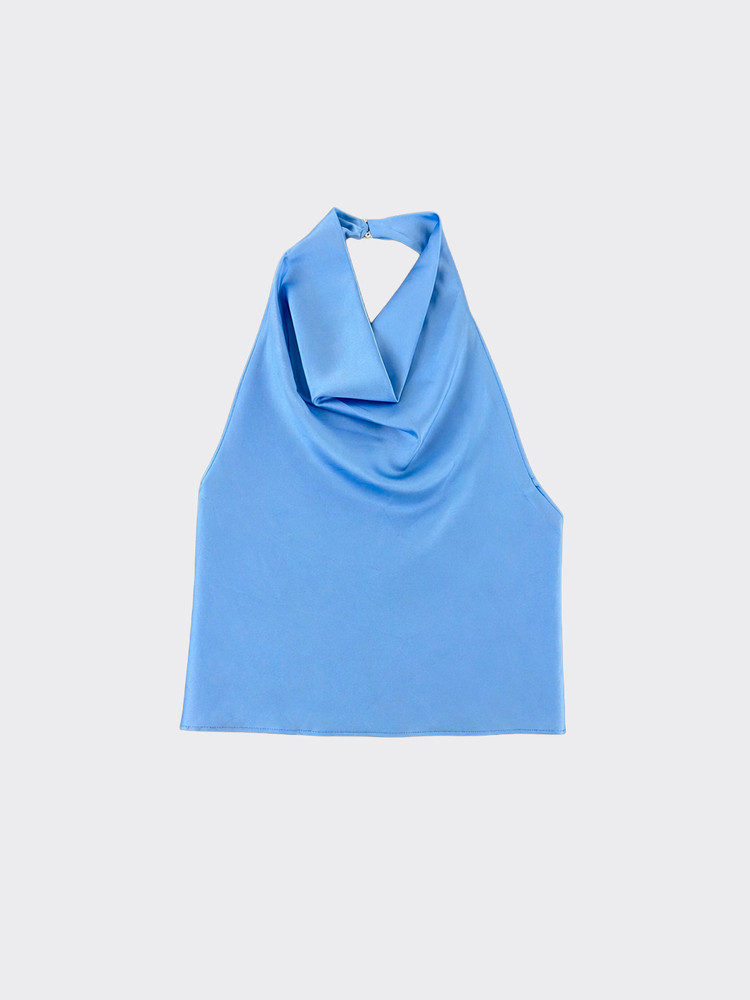 Satin halter top sky blue