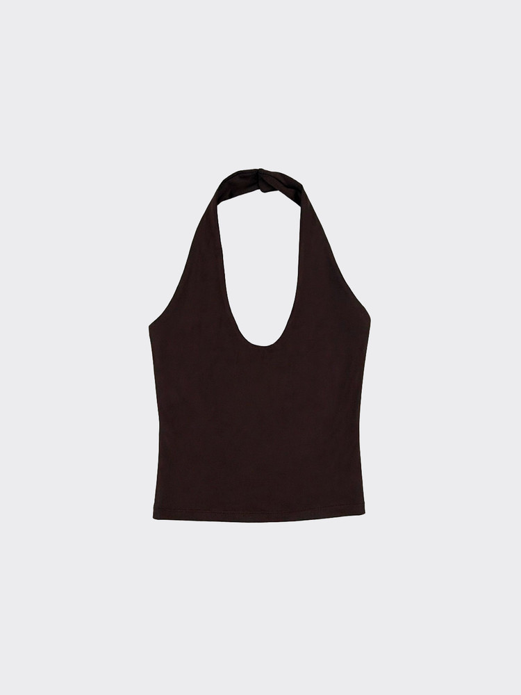 Halter crop top Brown