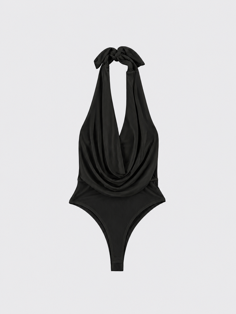 Black halter bodysuit