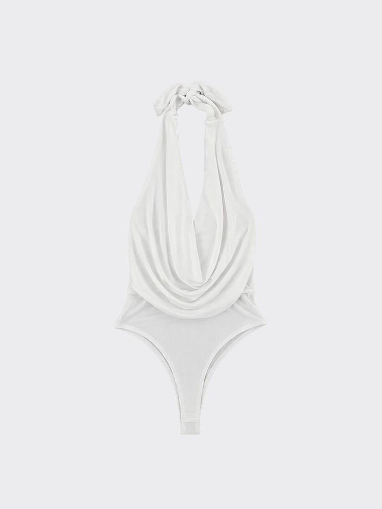 White halter bodysuit