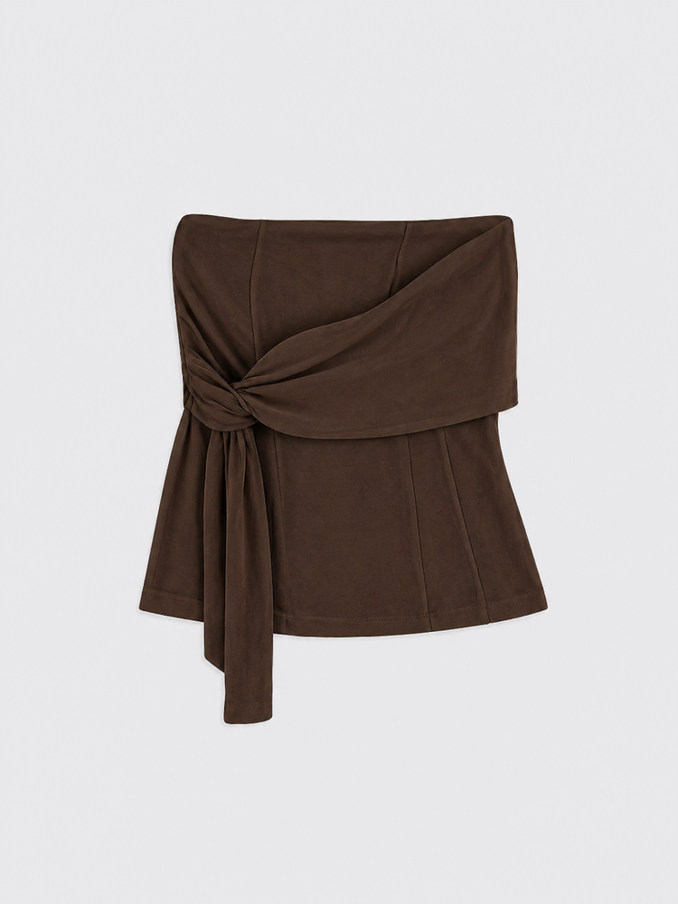 Bandeau top with front detail Brown