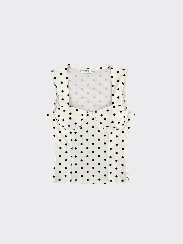 Polka dots corset top white