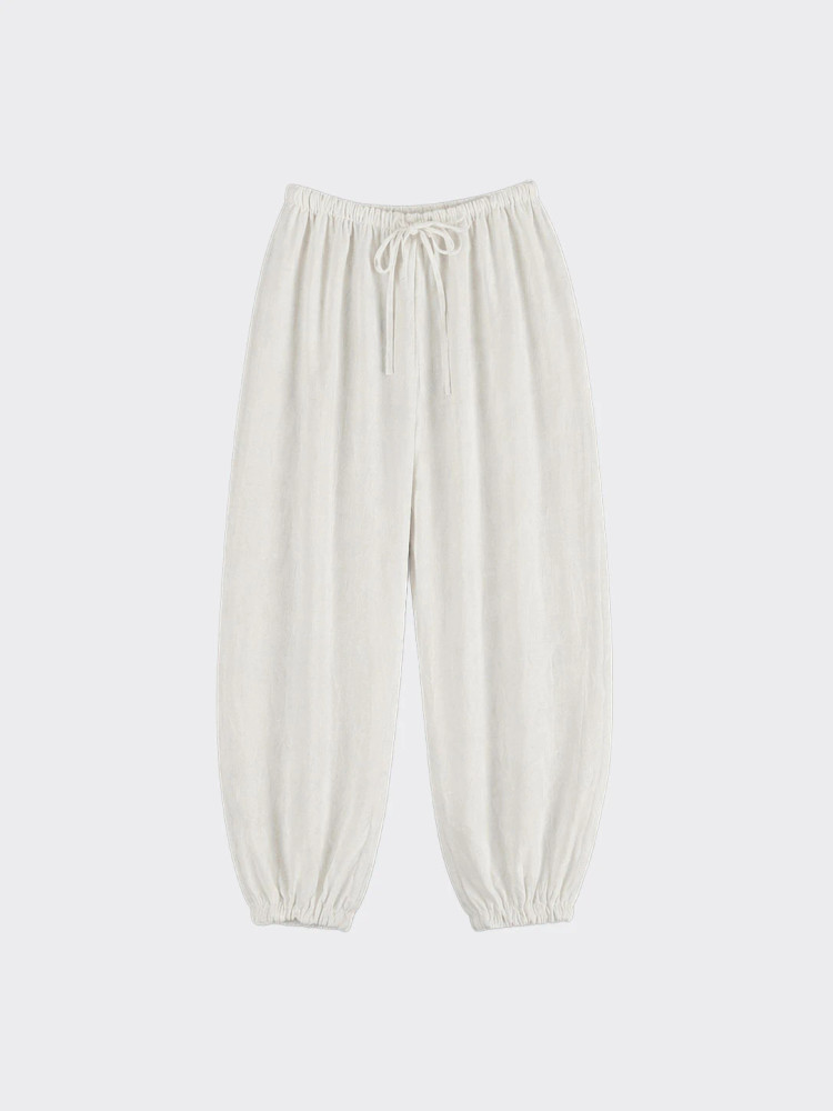 Fluid Harem Semitransparent Pants White