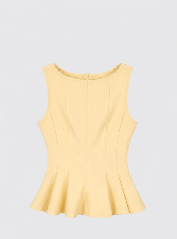 Structured Peplum Top Yellow