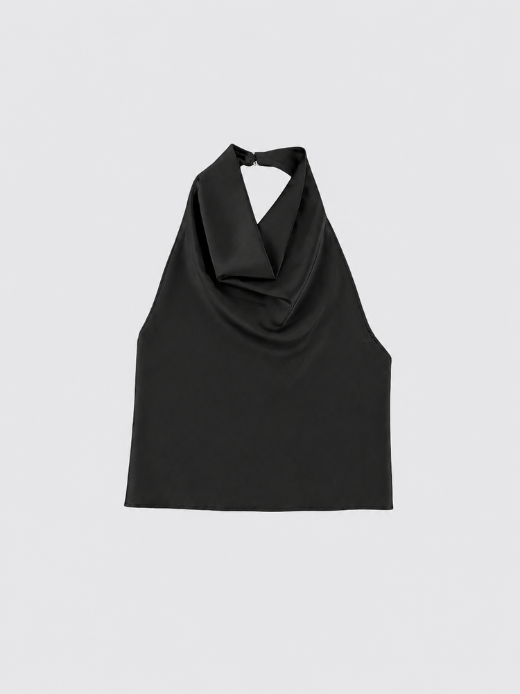 Satin halter top black